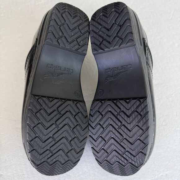 Size 38 - Dansko Clog Shoes Black Solid Leather - Picture 6 of 7